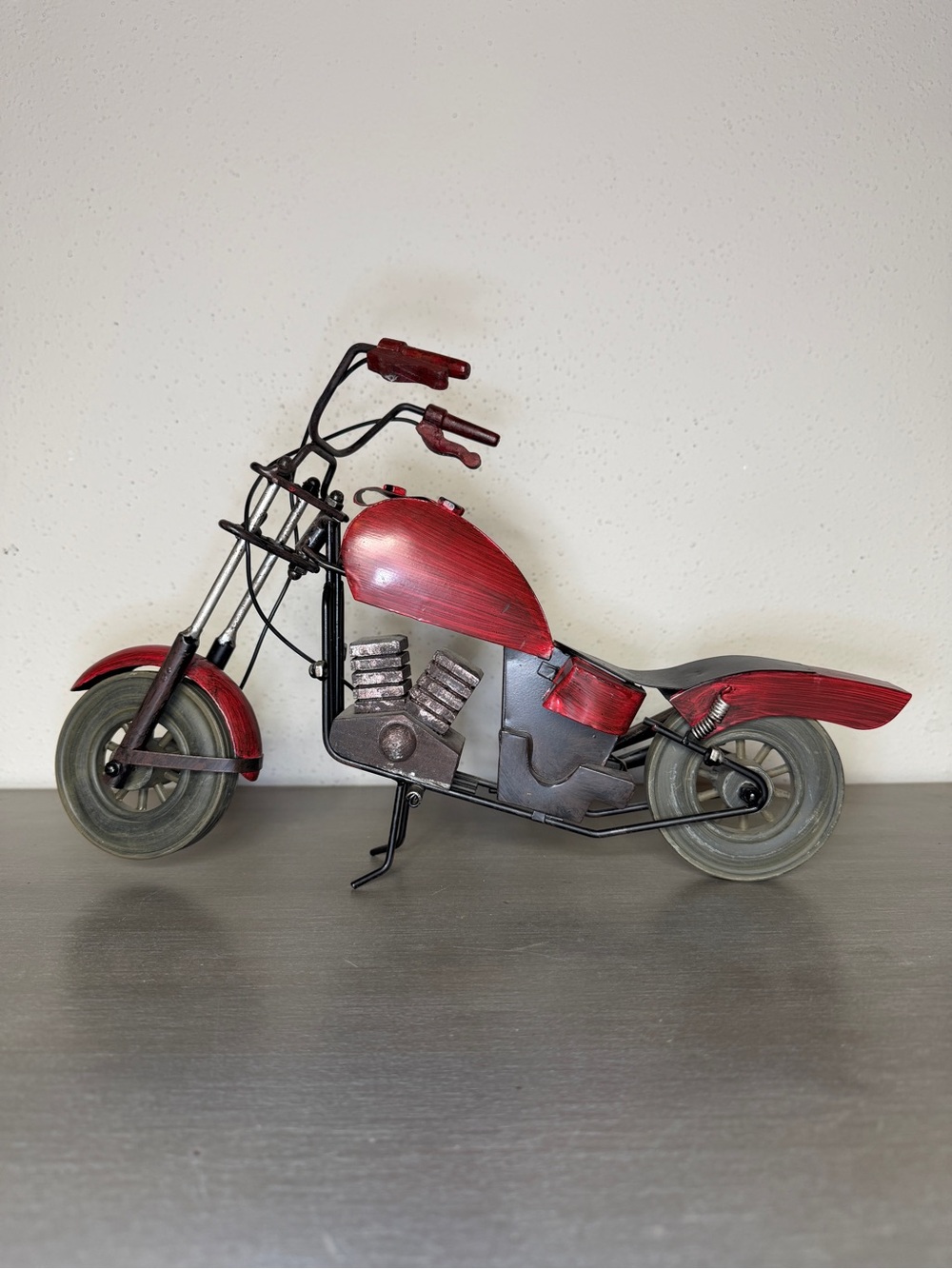 Handcrafted Motorcycle Art Sculpture Tabletop Home Decorative Metal 15” x9" Bike - Picture 4 of 7